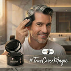 Black hair powder for quick grey hair coverage and filling patchy areas