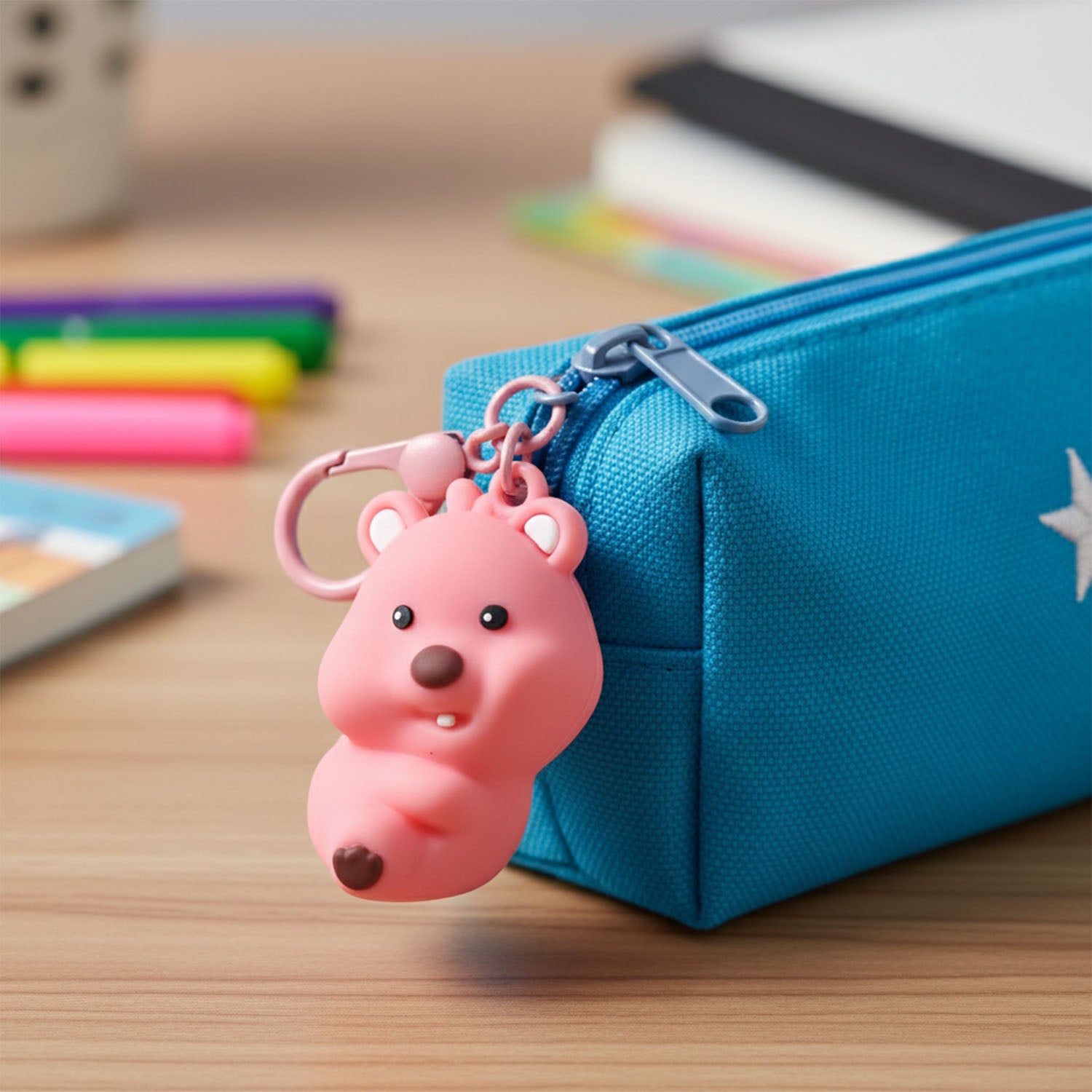 Bear keychains highlighting metal rings for durability