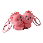 Couple bear keychains attached to strong metal key rings