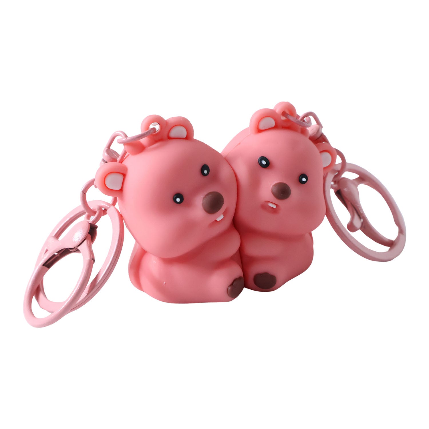 Couple bear keychains attached to strong metal key rings