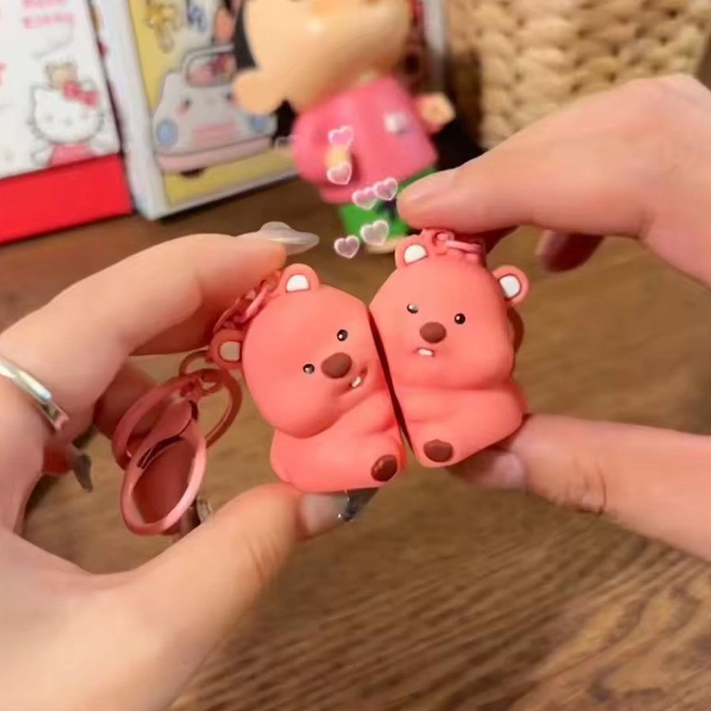 Bear keyring set displayed together representing couple or friendship bond