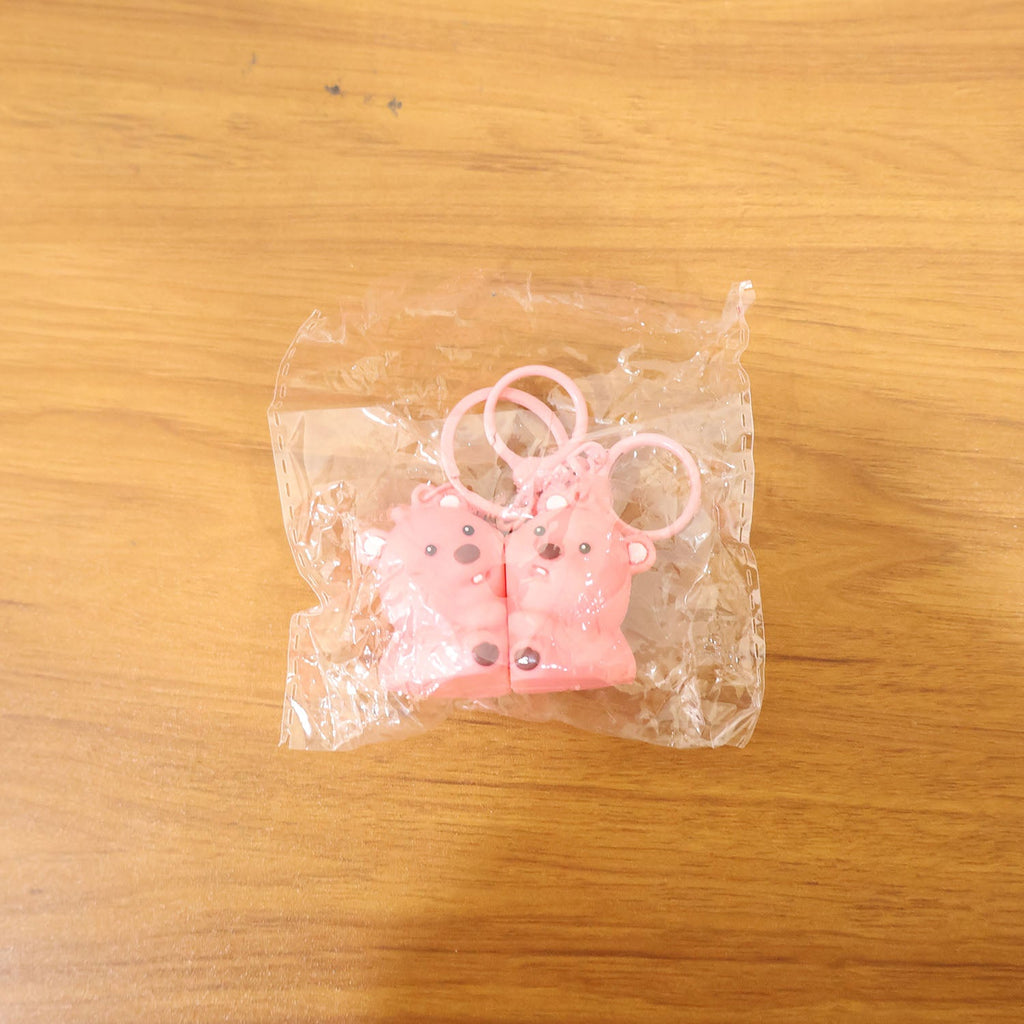 Cute couple bear keychain in lifestyle setting for gifting