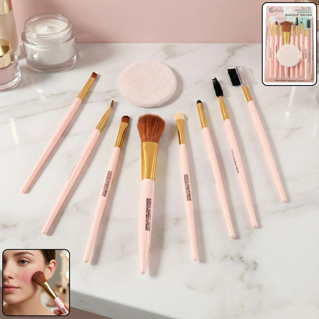 Professional Makeup Brush Set 9-in-1 with soft face puff for blending