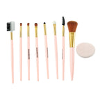 Ergonomically designed handles of the 9-piece makeup brush collection