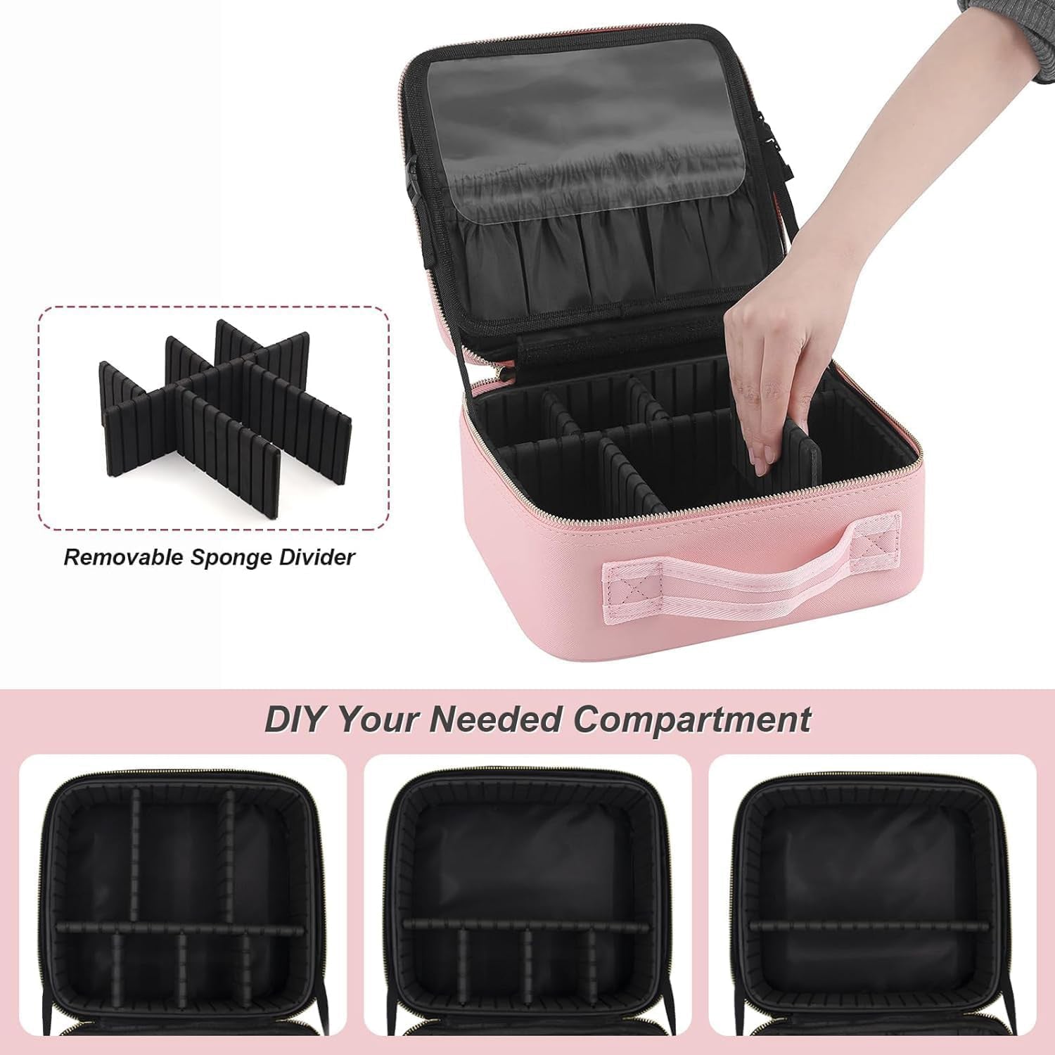 Exterior view of the pink LED makeup organizer box showing durable design