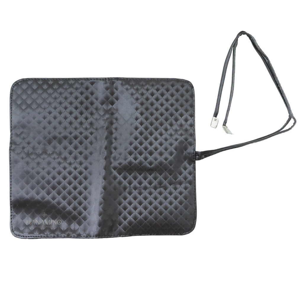 Foldable makeup brush case with wrap design ideal for travel and easy packing