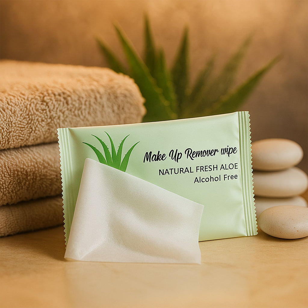 Pack of alcohol-free makeup remover wipes infused with natural aloe vera