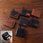 Angled view of cardholder wallet with zip-around closure