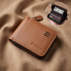 Black zip-around cardholder wallet showing compact design