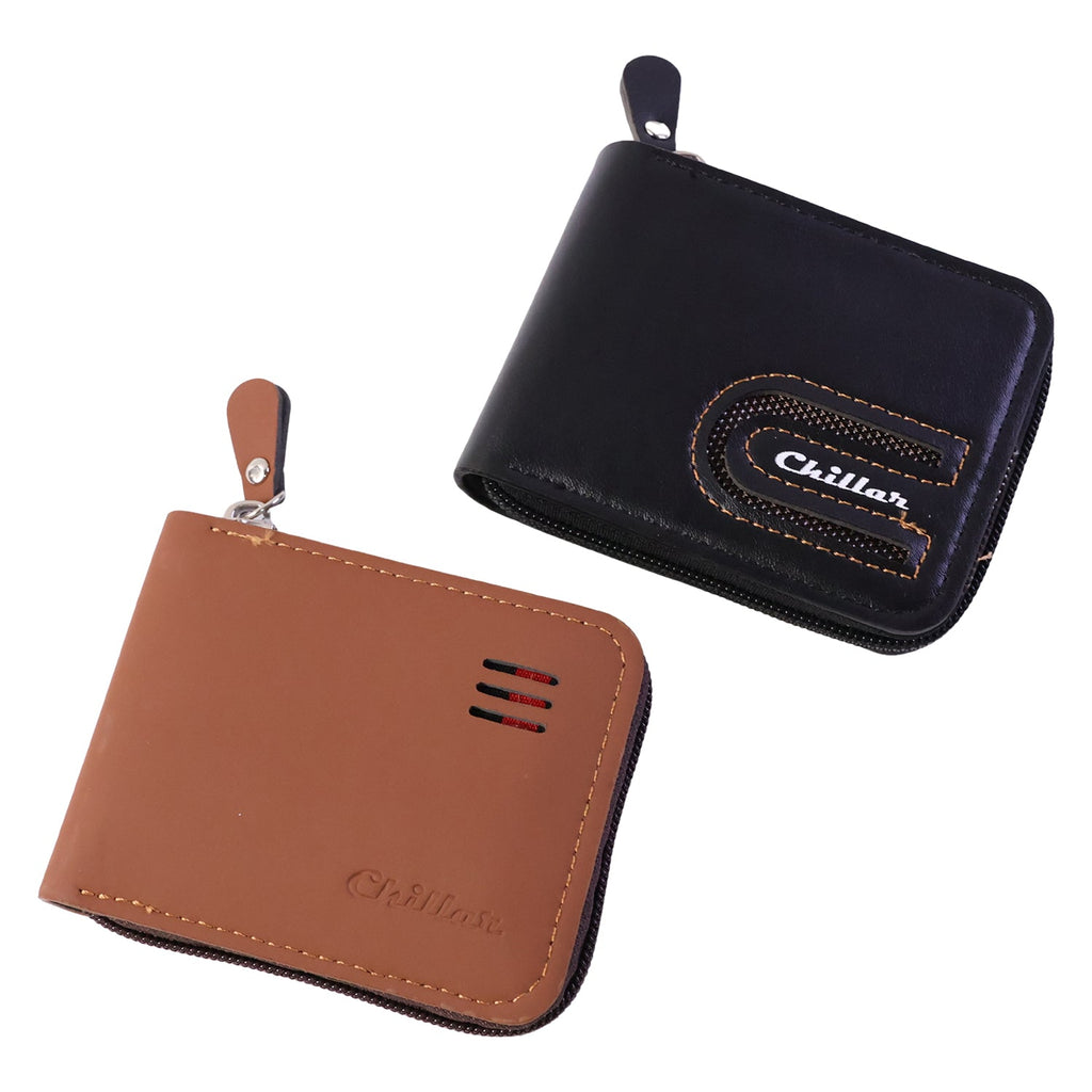 Man using zip-around card holder wallet outdoors during travel