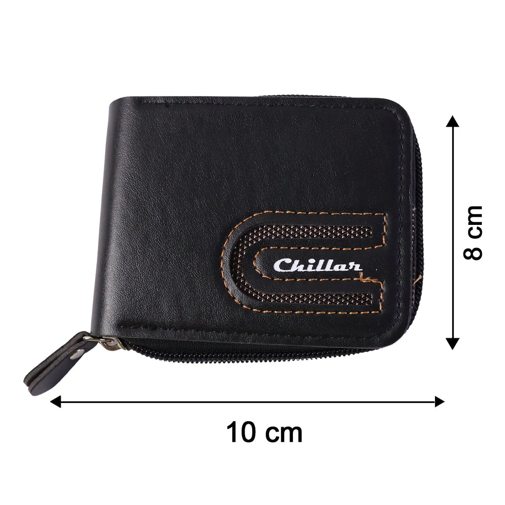 Size comparison showing compactness of zip-around card holder wallet