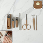 Professional manicure pedicure set with tools laid out