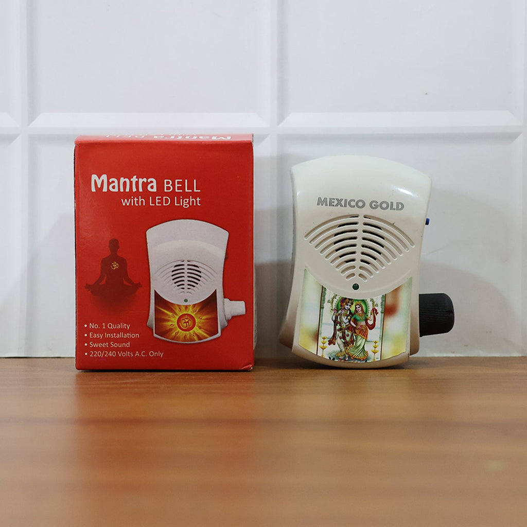 Electric mantra bell held in hand demonstrating compact size and convenience