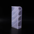 Close-up of plastic multi-storage holder compartments