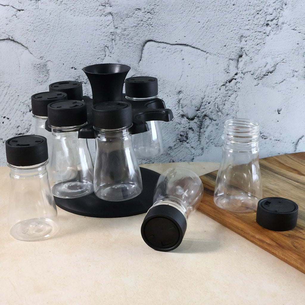 Kitchen spice rack set with rotating design for convenience