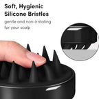 Using scalp massager shampoo brush on hair with shampoo for deep cleansing