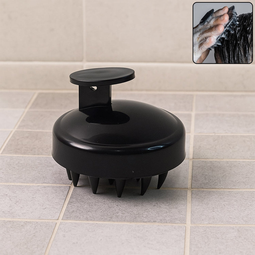 Scalp massager shampoo brush with soft silicone bristles for gentle scalp cleansing