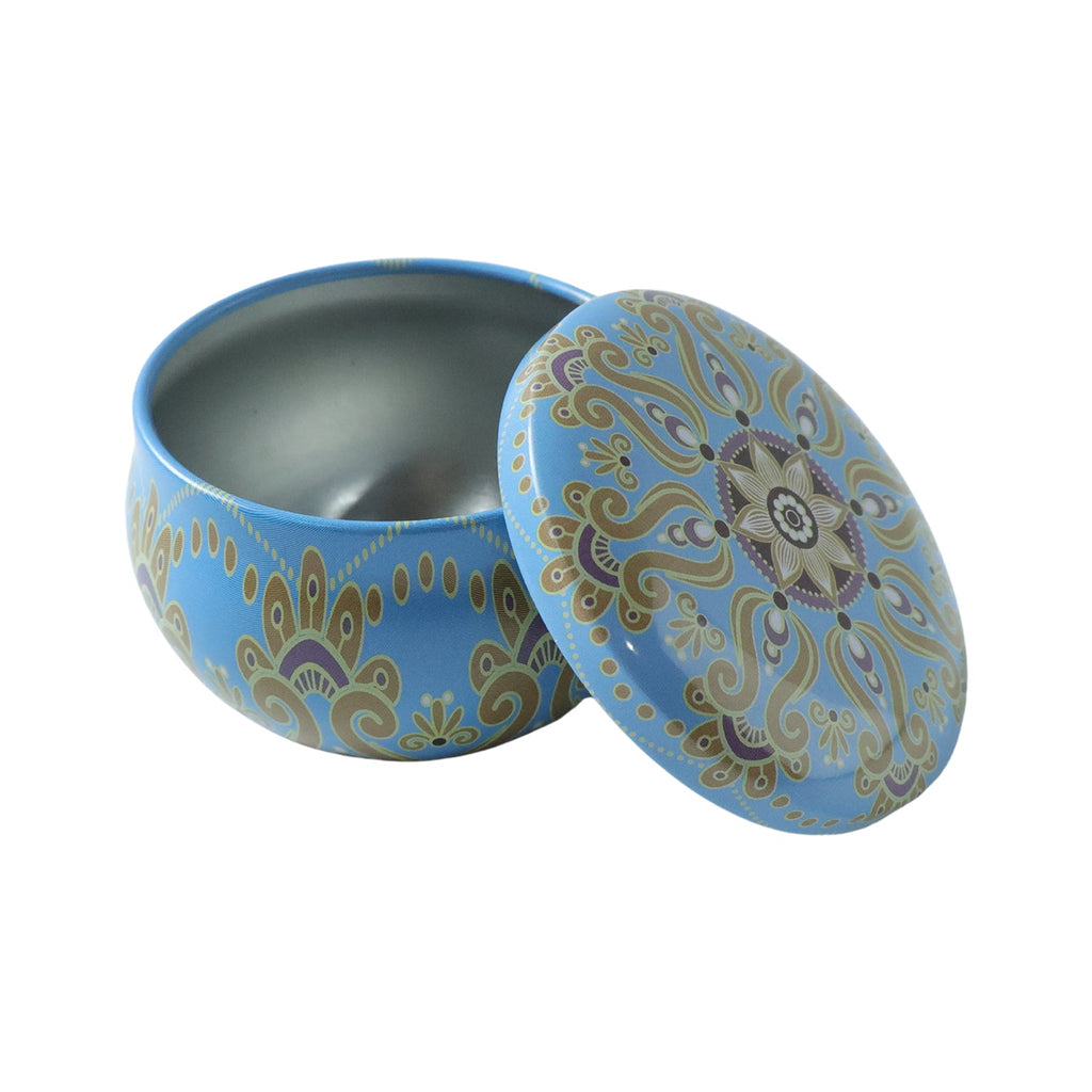 Mandala metal trinket box with vibrant artwork