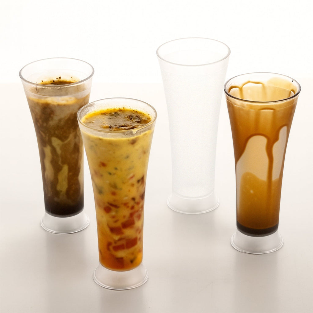 Matt finish plastic faluda glasses set holding 300ML each for refreshing drinks