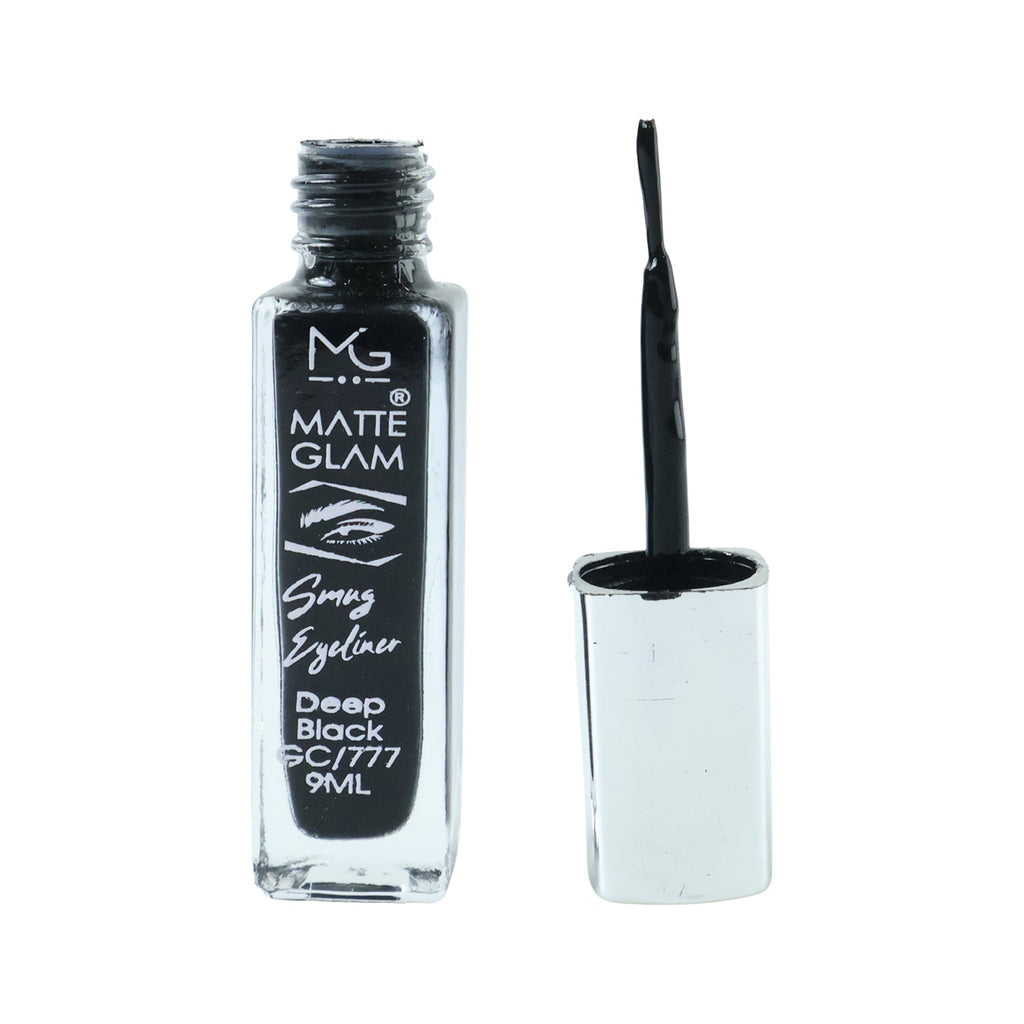 Matte black eyeliner pen packaging with waterproof and quick-dry features