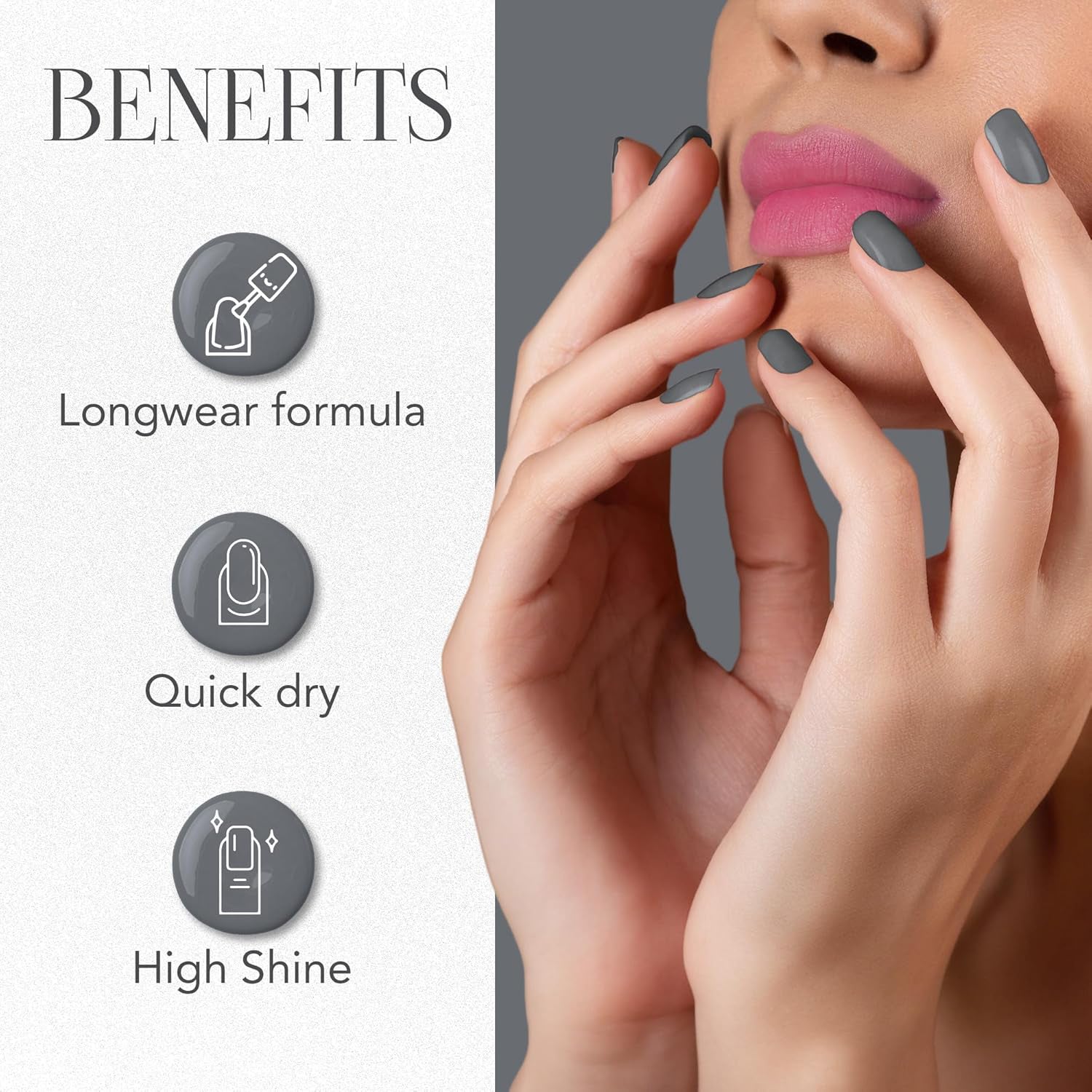 OG Beauty Calm Grey Mattify Nail Paint bottle with its cap off.