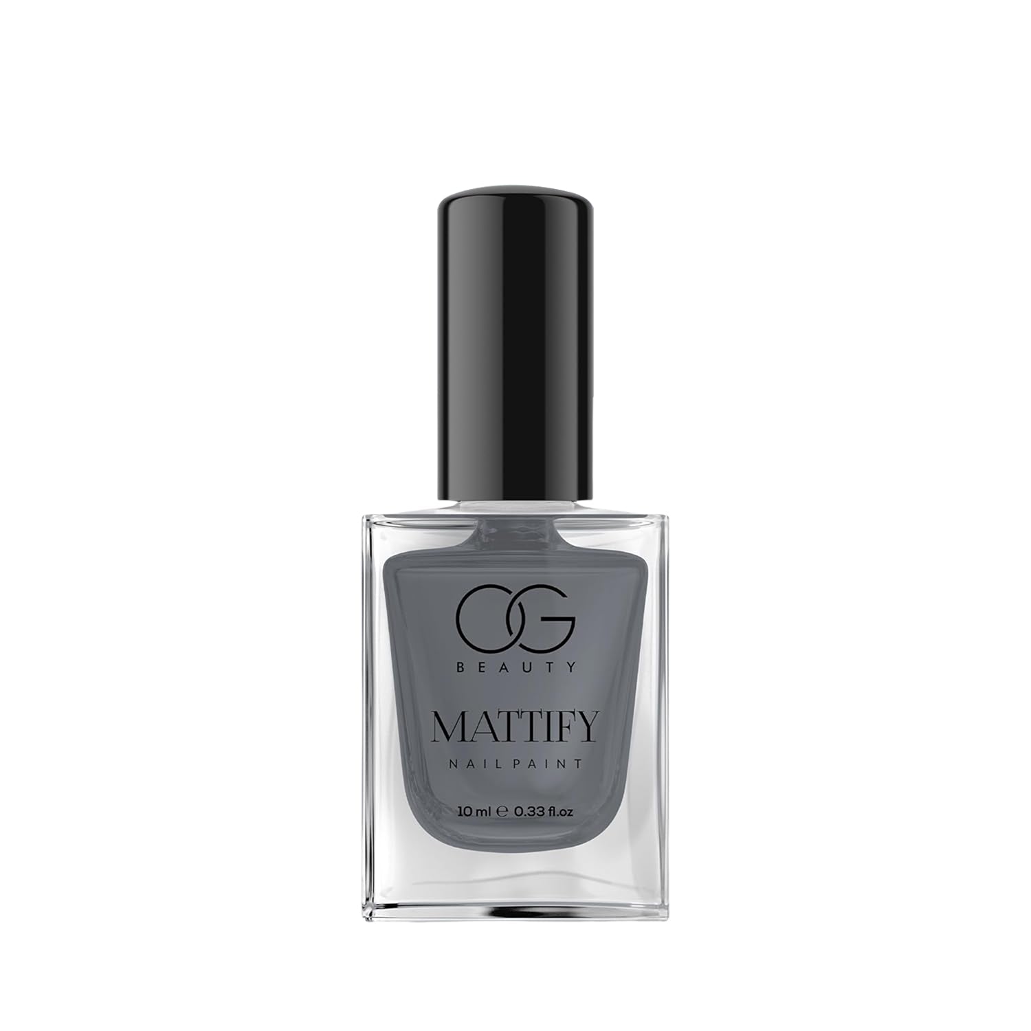 Woman showcasing her hands with quick-dry Calm Grey Matte Nail Polish.