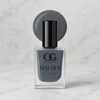 Swatch of long-lasting Calm Grey Matte Nail Polish on skin.