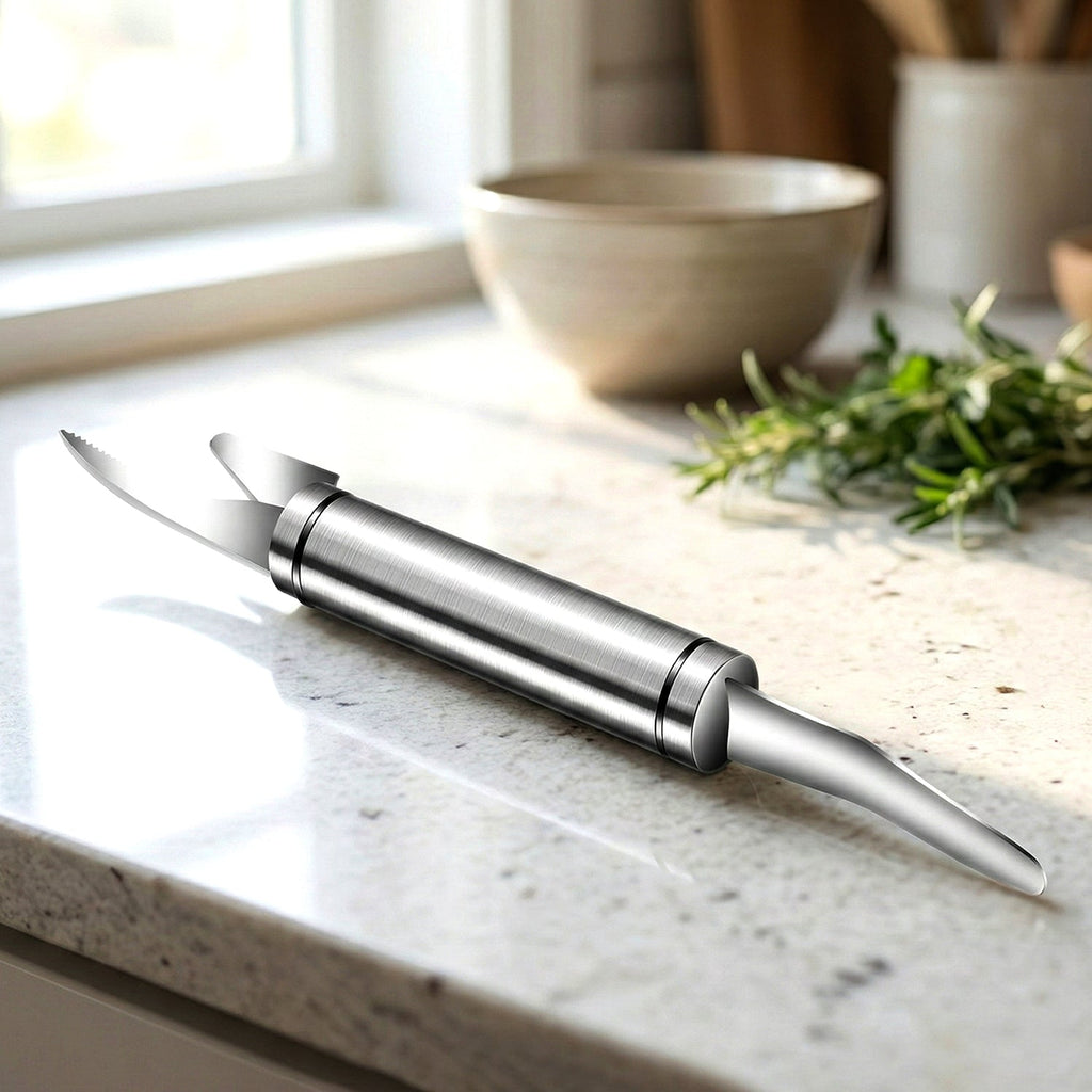 Multipurpose kitchen tool for precision coring and slicing fruits and vegetables