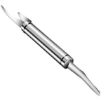 Vein removal and slicing kitchen tool in stainless steel finish