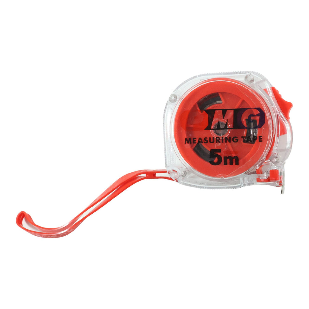 Press release locking system on the BoltForce 5-meter measuring tape for secure measurements.