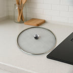 Reusable stainless steel mesh splatter guard lid for frying pan
