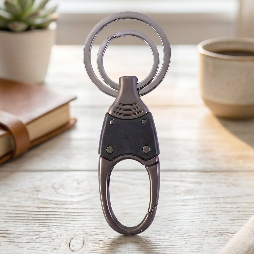 Back view of heavy-duty metal dual ring key holder