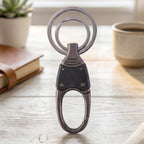 Back view of heavy-duty metal dual ring key holder