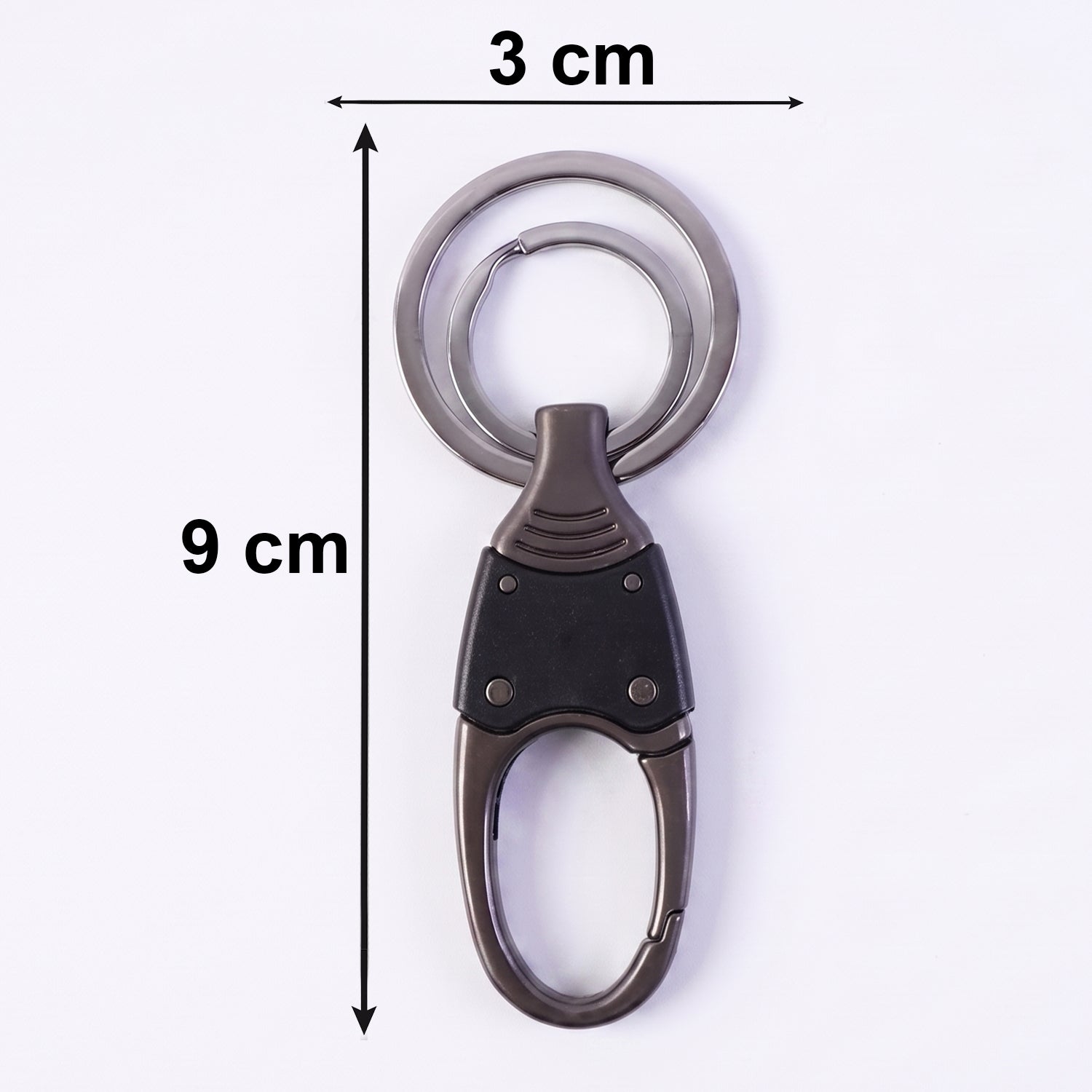 Angled view of rotating swivel mechanism on metal key holder