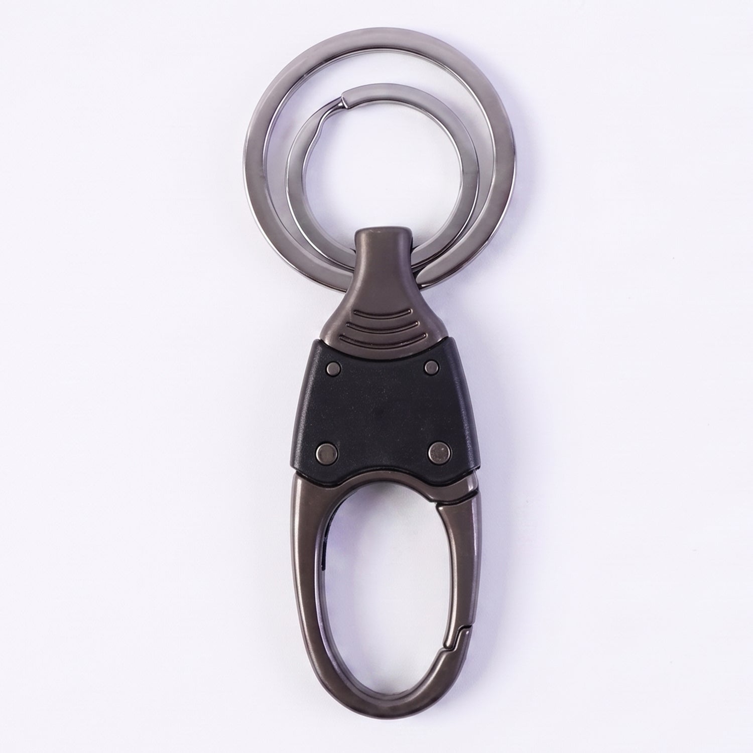 Dual ring metal key holder holding multiple keys securely
