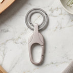 Top-down view of strong metal keychain