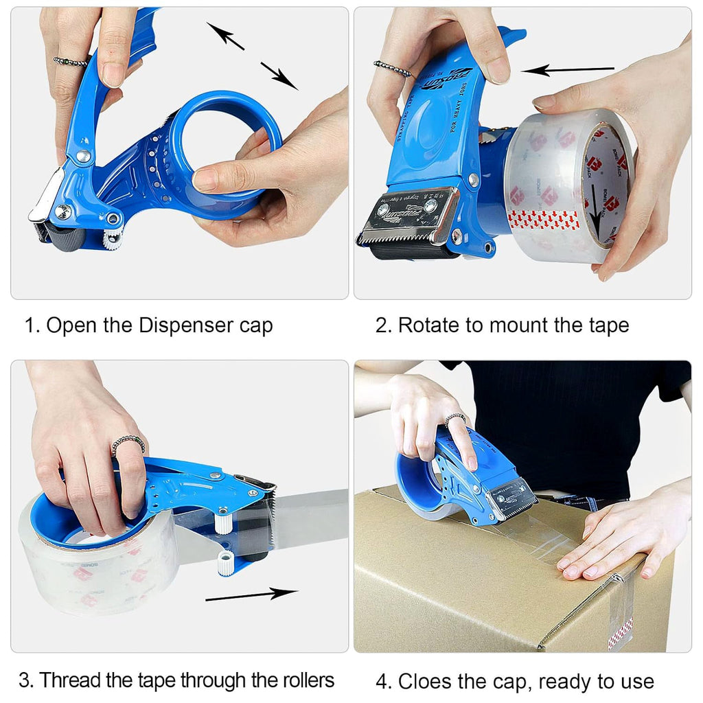 Ergonomic metal handle of the VoltDesk tape dispenser, designed for comfortable and fatigue-free packing.