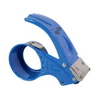 A hand using the Metal Packing Tape Dispenser to efficiently cut and apply packaging tape to a box.