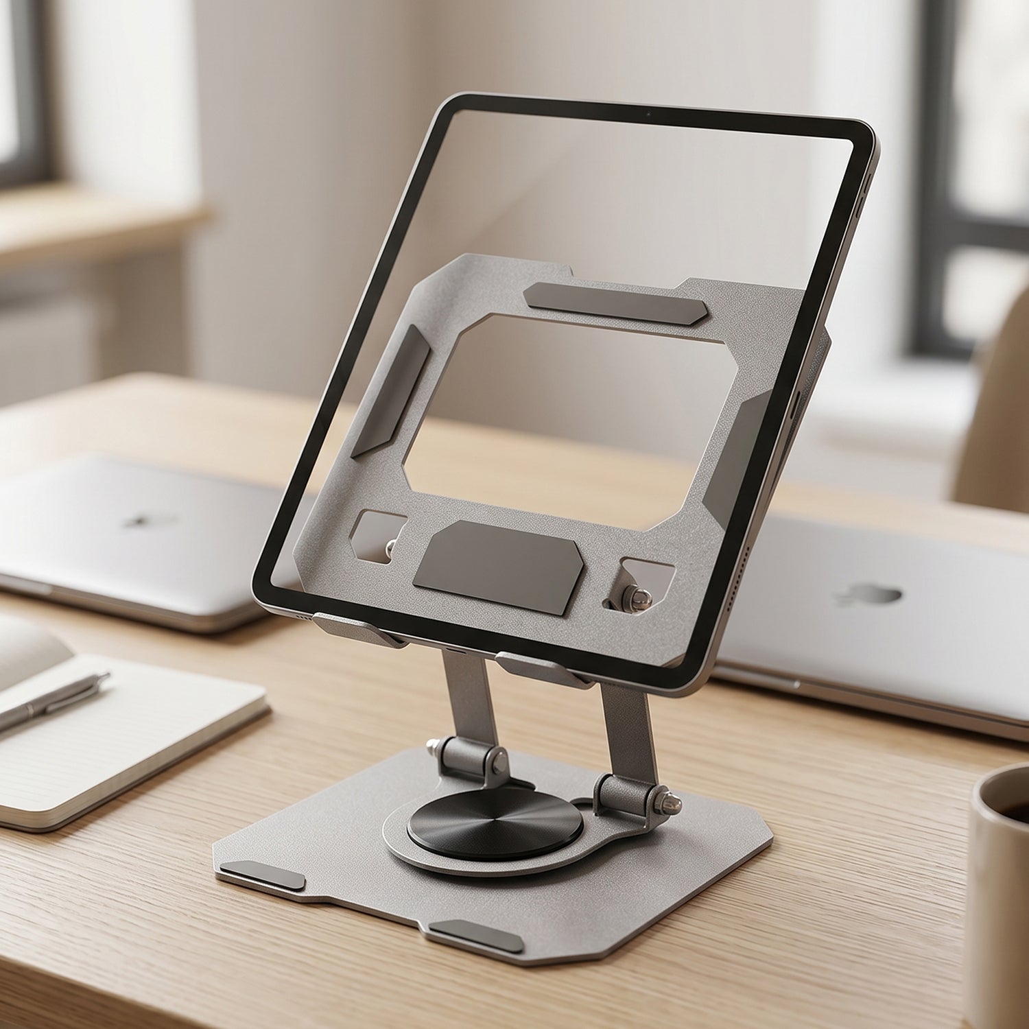 Upright position of foldable metal phone & tablet stand
