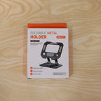 Person using phone on adjustable foldable stand