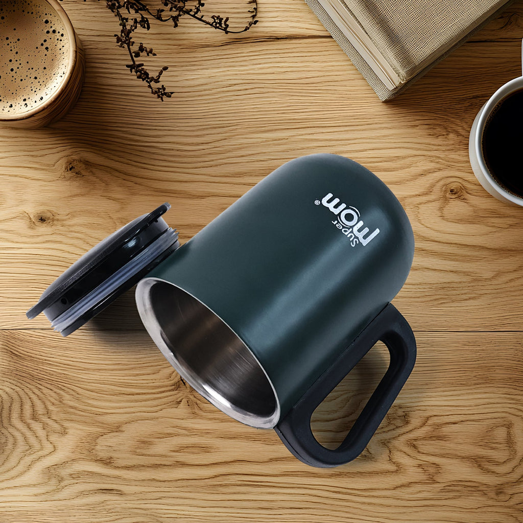 Travel-friendly metallic insulated stainless steel mug