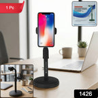 Side view of adjustable phone holder stand for smartphones