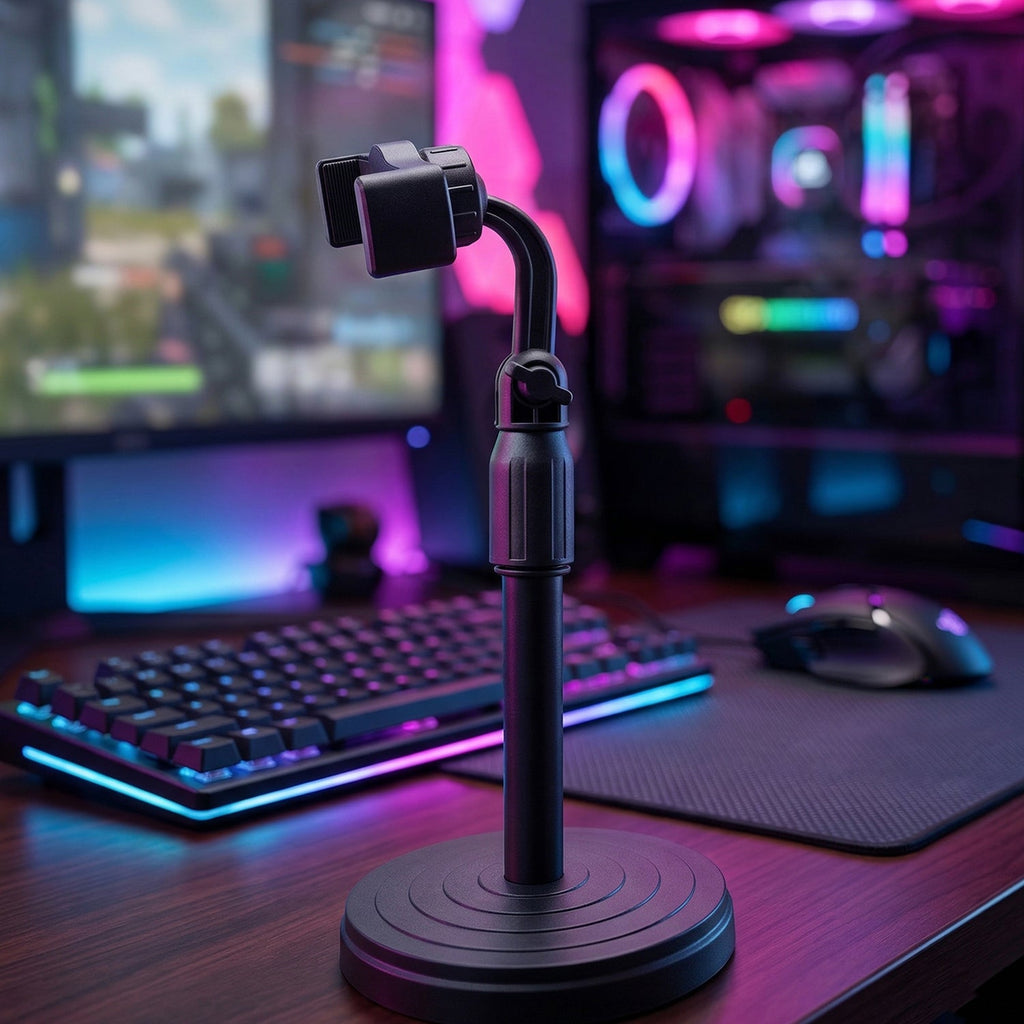 360-degree adjustable mobile phone holder on desk