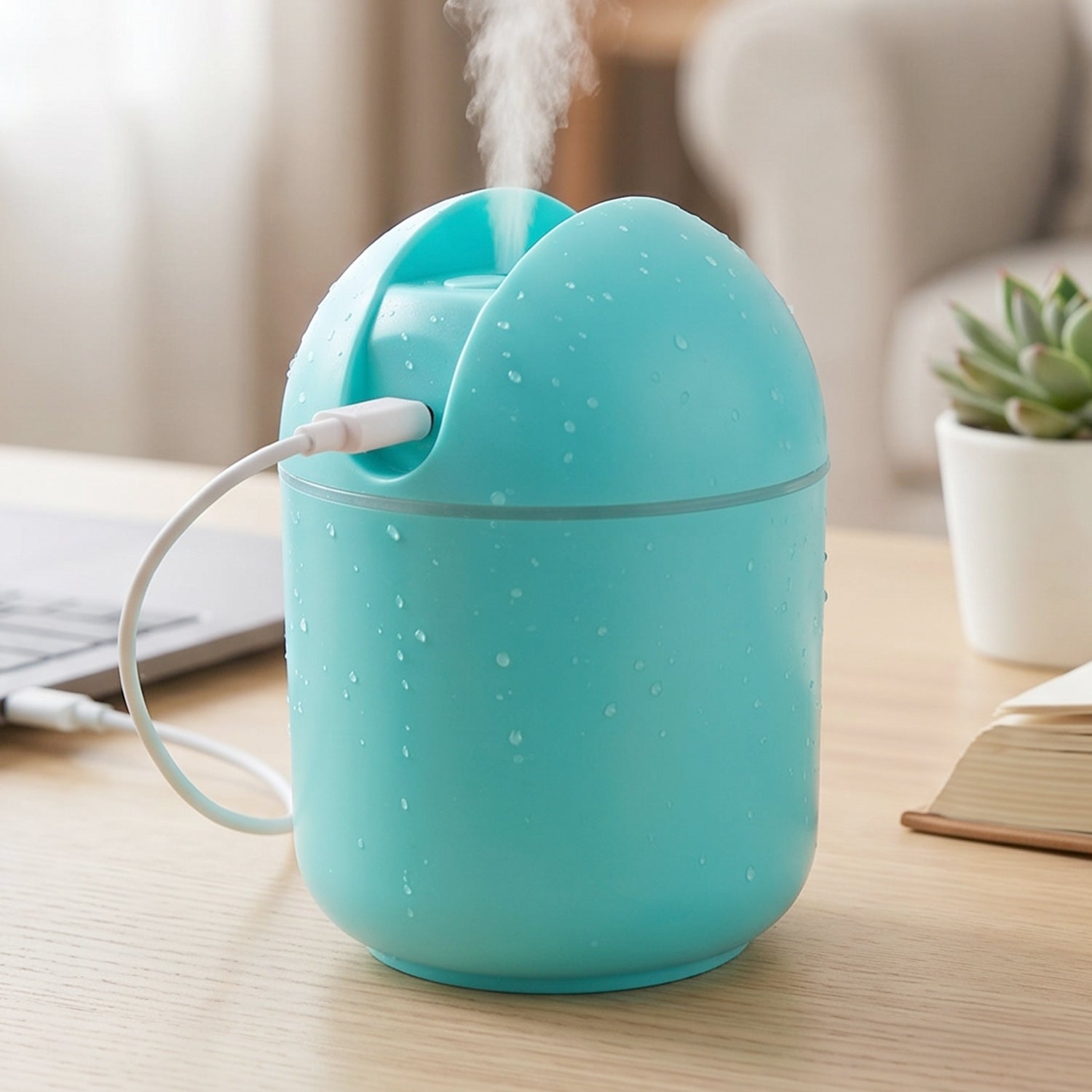 Small water mist humidifier suitable for on-the-go use