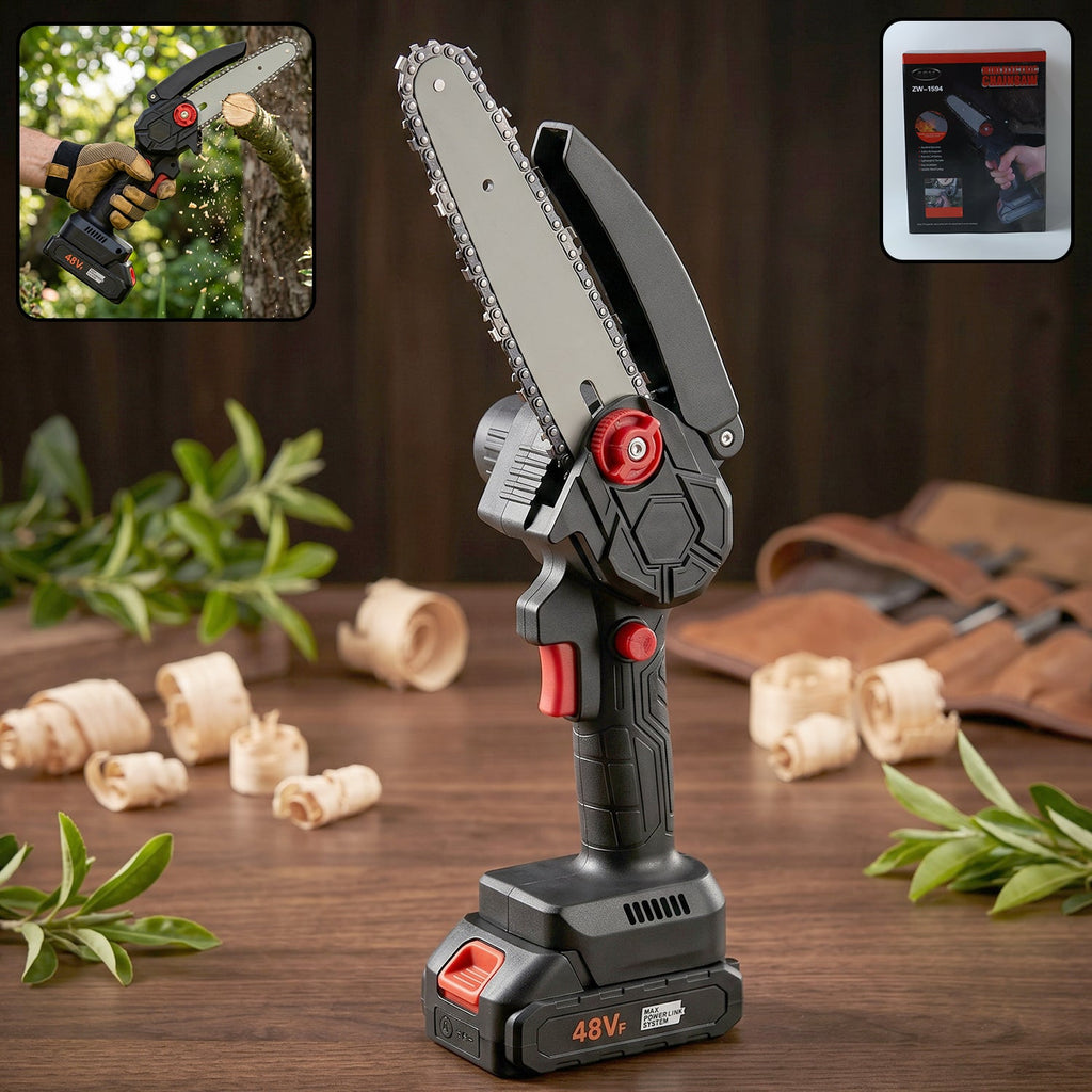 Mini cordless electric chainsaw 48V with 18cm blade