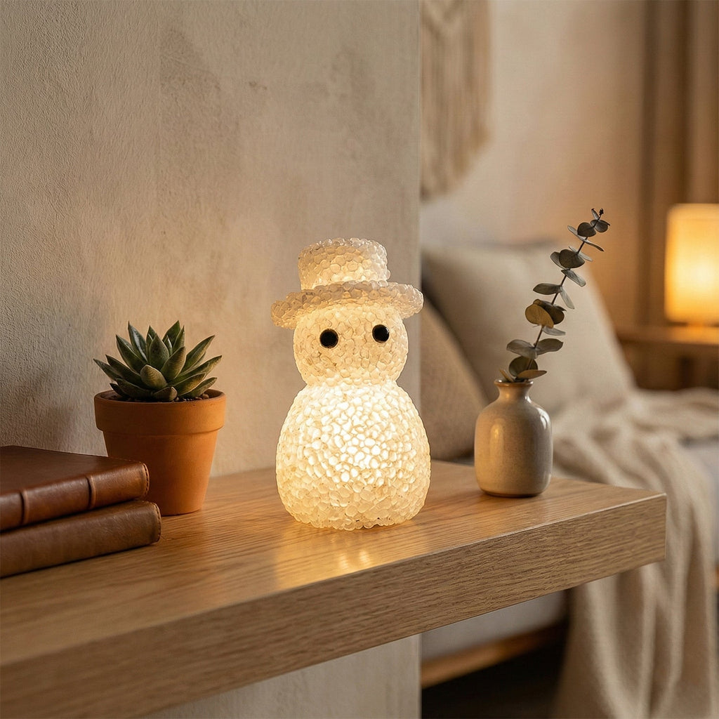 Crystal-textured snowman decorative LED night lamp for kids room