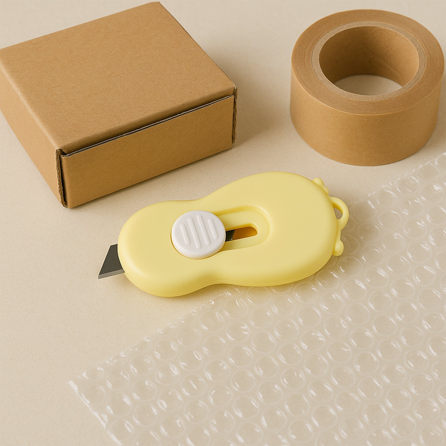 Side view of compact mini safety cutter with retractable sharp blade