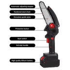 Cordless rechargeable mini electric chainsaw with sharp cutting chain