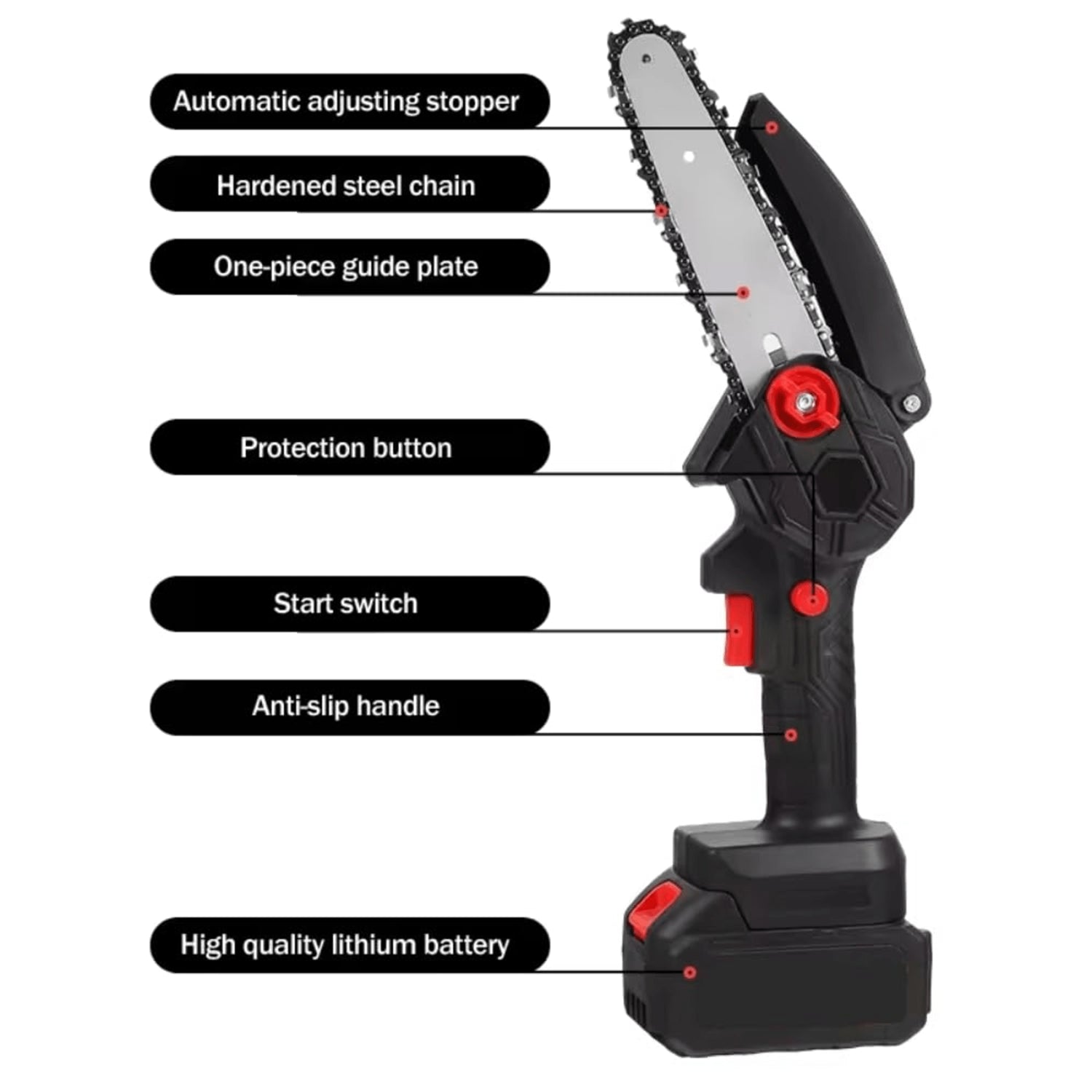 Cordless rechargeable mini electric chainsaw with sharp cutting chain