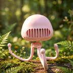 Side view of handheld mini fan with star projector and flexible stand